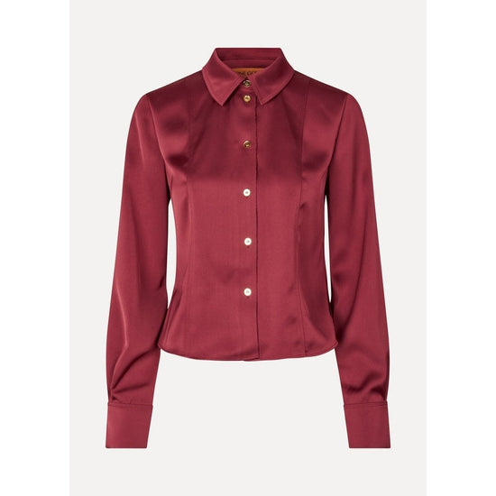 Young Ideas/Henmores - Shane Satin Button Up Shirt - Raspberry - XS