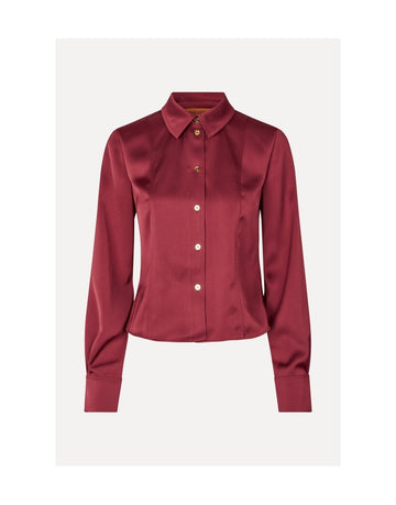 Young Ideas/Henmores - Shane Satin Button Up Shirt - Raspberry - XS