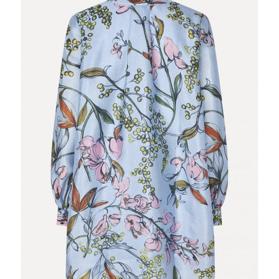 Young Ideas/Henmores - Spring Mimosa Flying Florals Mini Dress - Blue Floral - XS