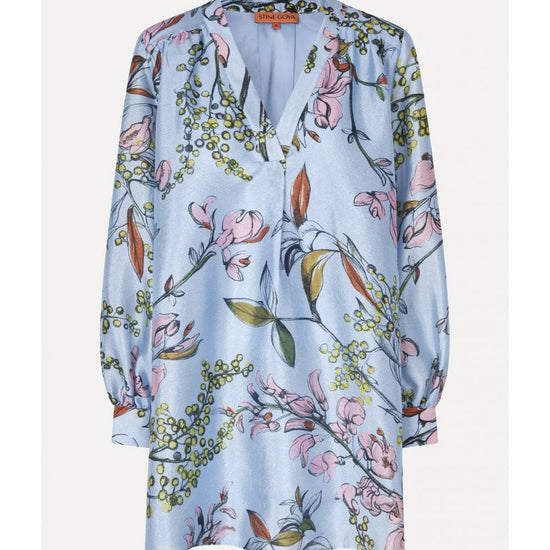 Young Ideas/Henmores - Spring Mimosa Flying Florals Mini Dress - Blue Floral - XS