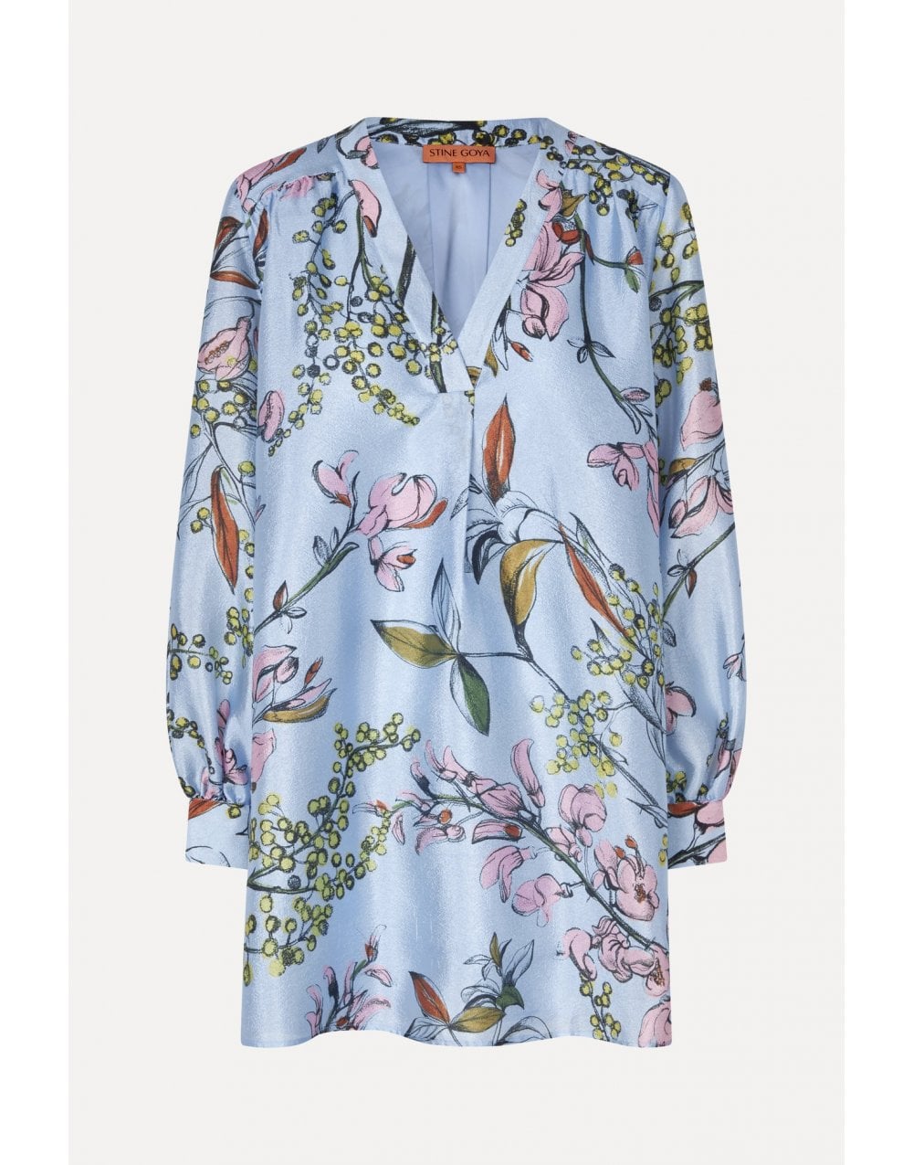 Young Ideas/Henmores - Spring Mimosa Flying Florals Mini Dress - Blue Floral - XS