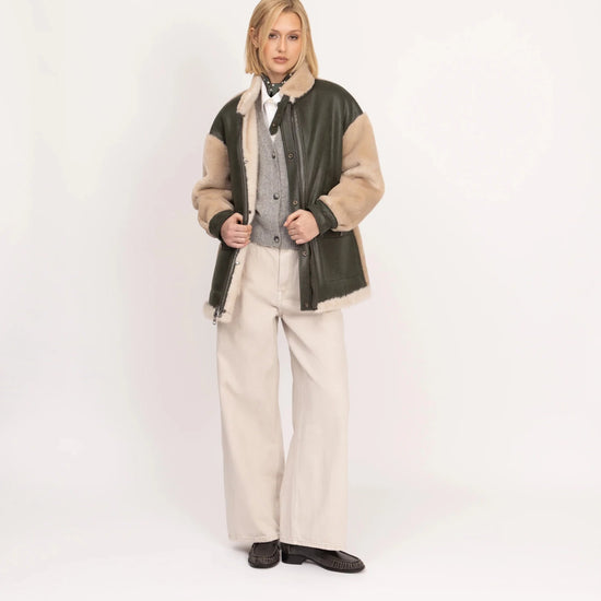 Young Ideas & Henmores -Bomber Jacket -Khaki/Cream -XS