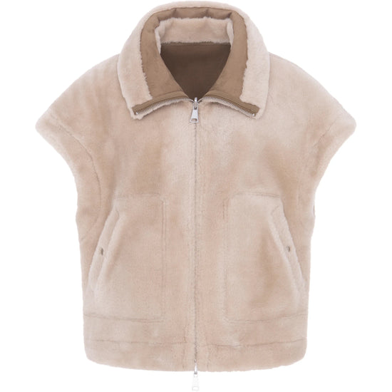 Young Ideas & Henmores -Drop Shoulder Reversible Gilet -Chalk/Sand -XS