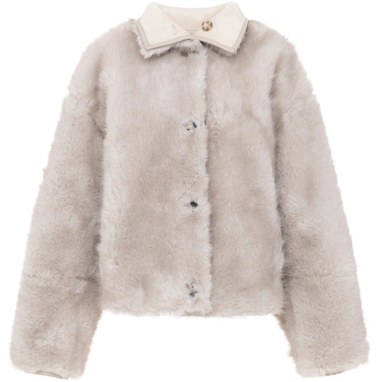 Young Ideas & Henmores -Furry Short Jacket -Grey/White -XS