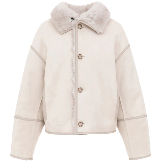 Young Ideas & Henmores -Furry Short Jacket -Grey/White -XS