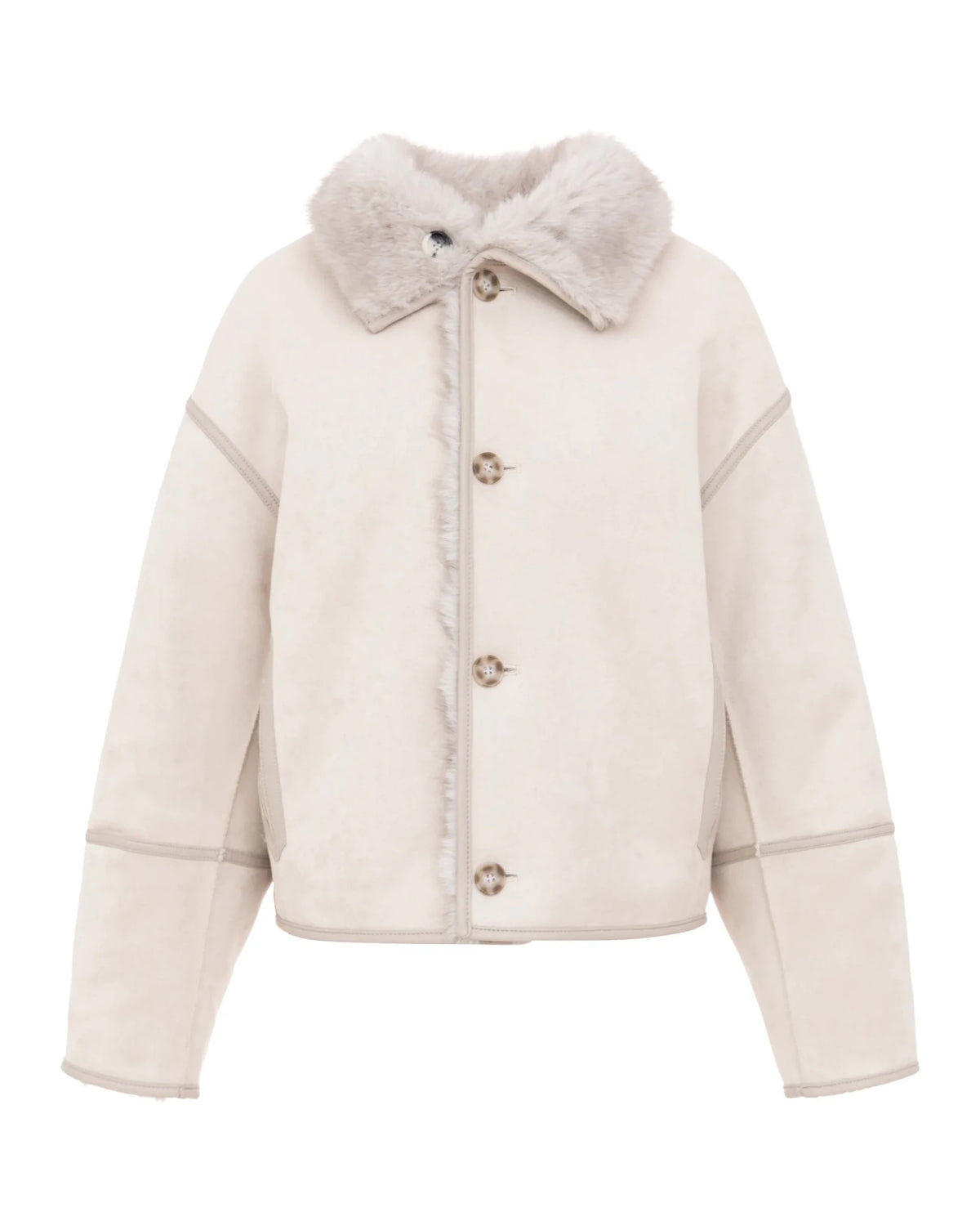 Young Ideas & Henmores -Furry Short Jacket -Grey/White -XS