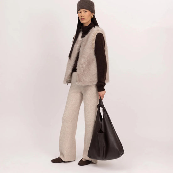 Young Ideas & Henmores -Knitted Trim Gilet -Grey/White -XS
