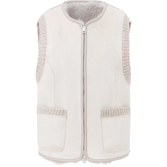Young Ideas & Henmores -Knitted Trim Gilet -Grey/White -XS