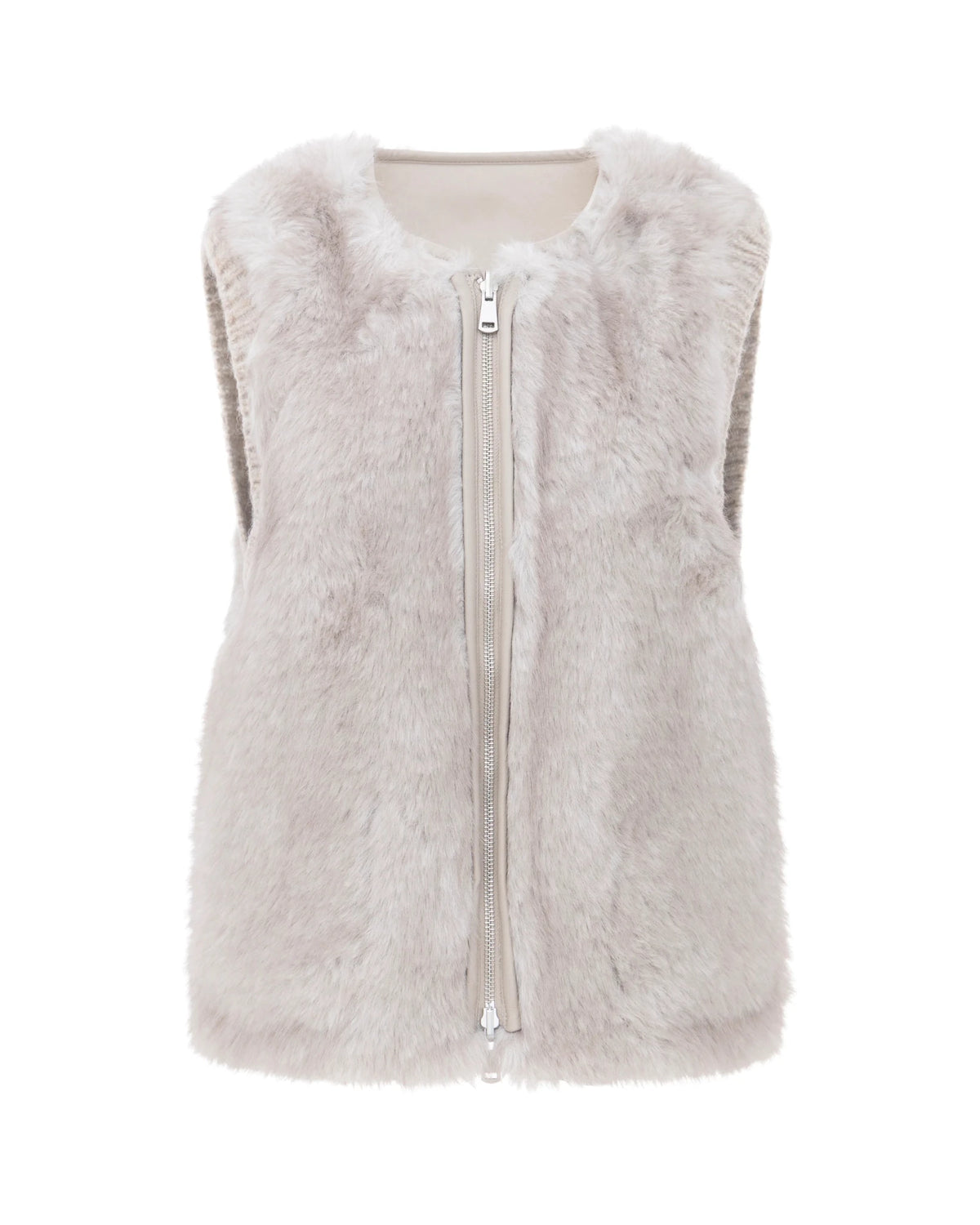 Young Ideas & Henmores -Knitted Trim Gilet -Grey/White -XS