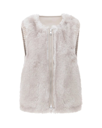 Young Ideas & Henmores -Knitted Trim Gilet -Grey/White -XS