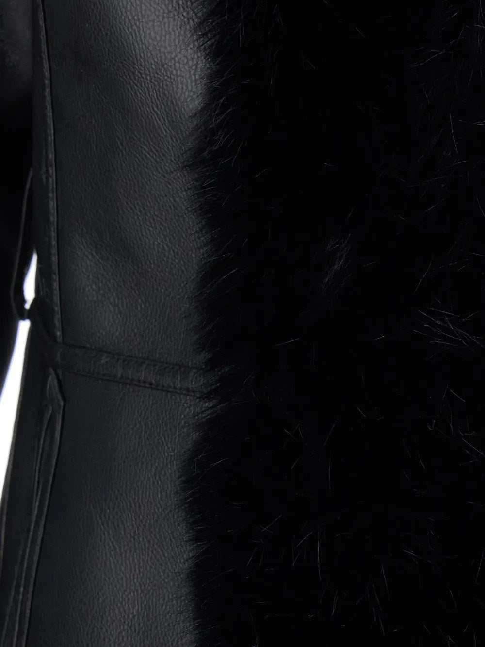 Young Ideas & Henmores -Long Shearling Coat with Fur Collar -Black -S