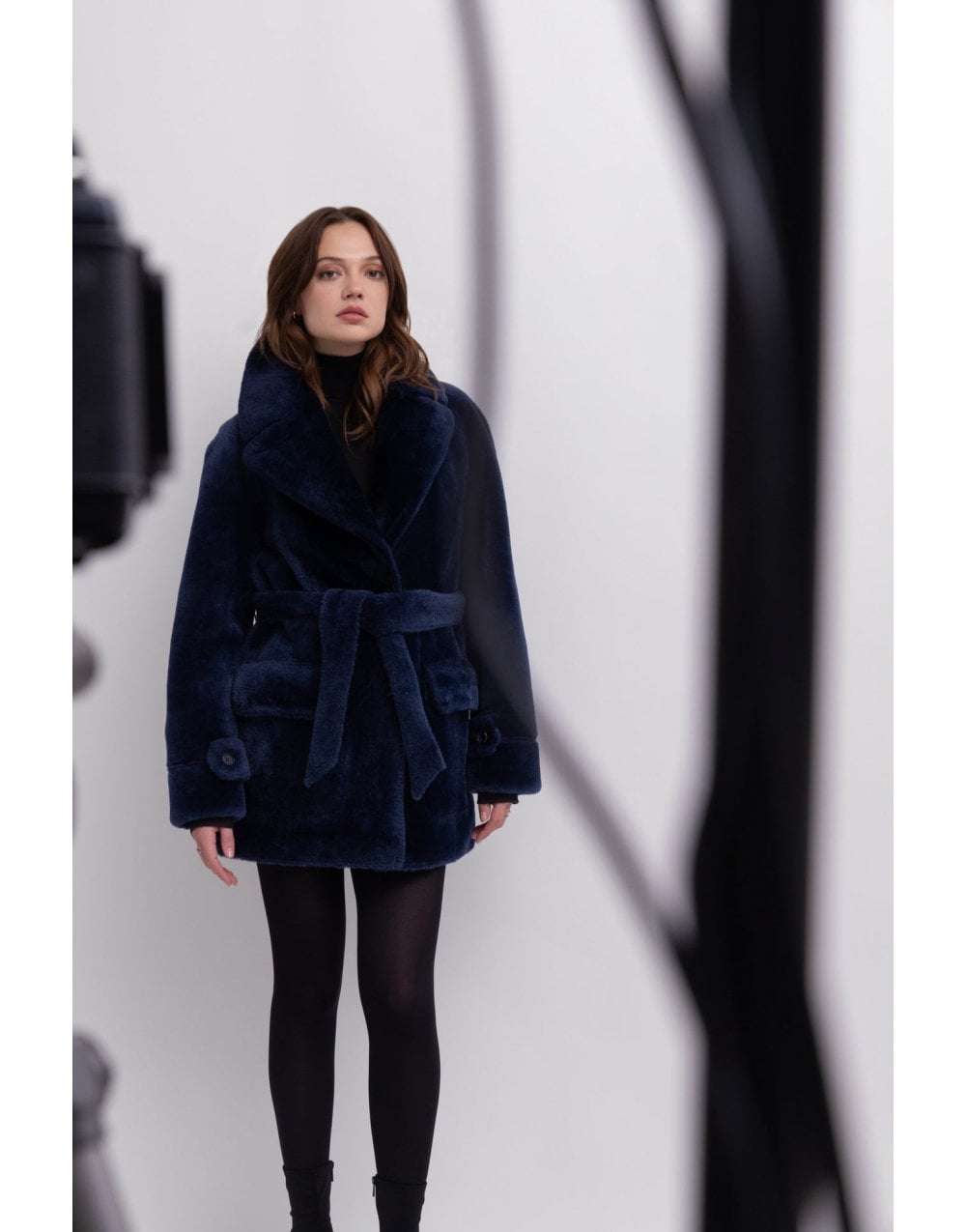 Young Ideas/Henmores - Reversible Belted 3/4 Length Coat - Navy - XS