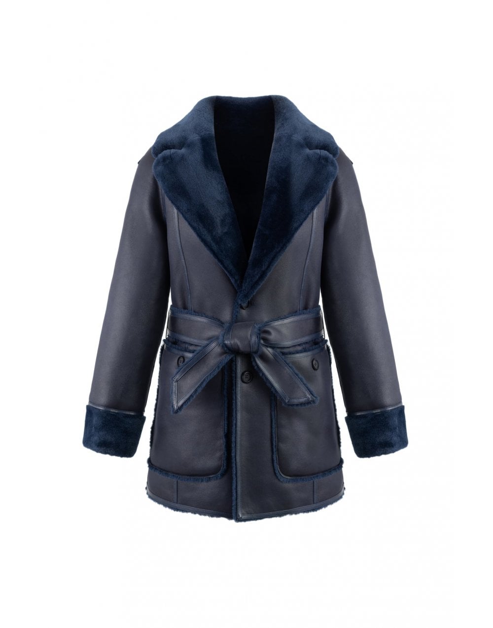 Young Ideas/Henmores - Reversible Belted 3/4 Length Coat - Navy - XS