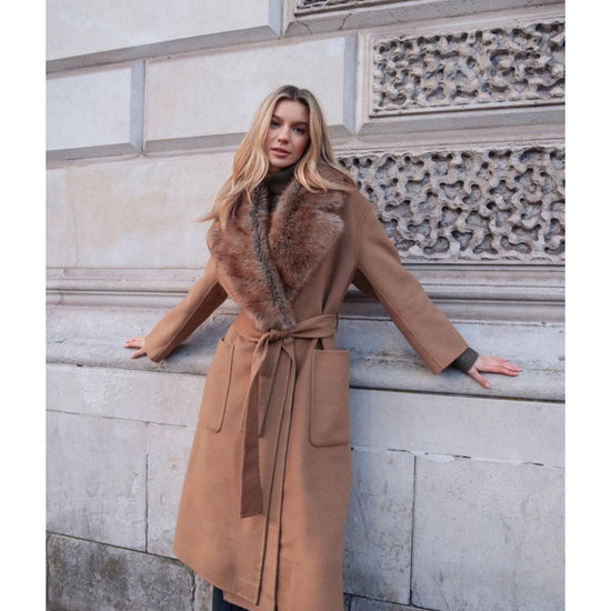 Young Ideas/Henmores - Reversible Fur Collar Coat - caramel - S