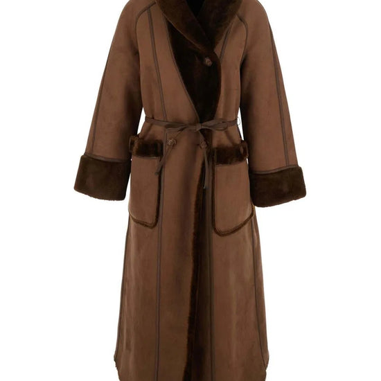 Young Ideas & Henmores -Reversible Long Shearling Coat -Coffee/Espresso -S