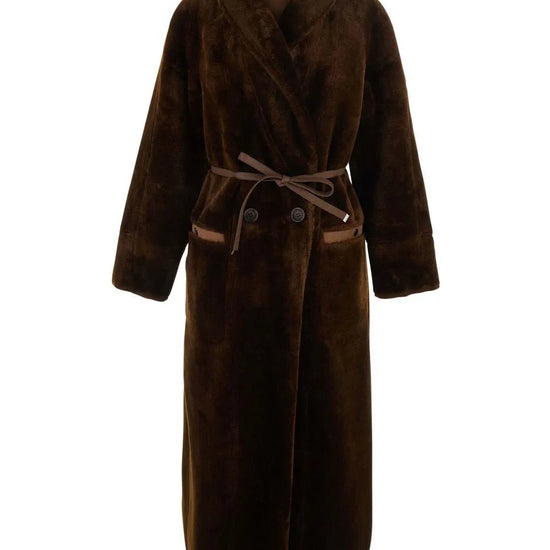 Young Ideas & Henmores -Reversible Long Shearling Coat -Coffee/Espresso -S