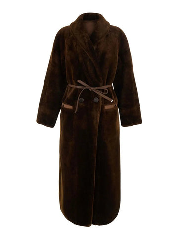 Young Ideas & Henmores -Reversible Long Shearling Coat -Coffee/Espresso -S