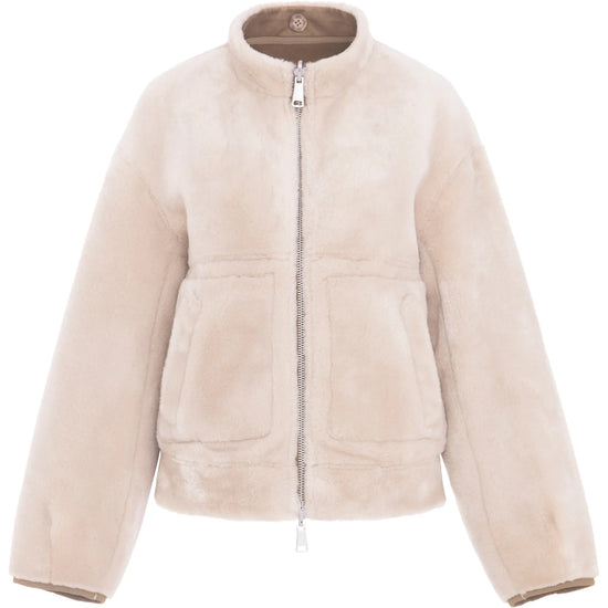 Young Ideas & Henmores -Reversible Short Bomber Jacket with Scarf -Chalk/Sand -XS