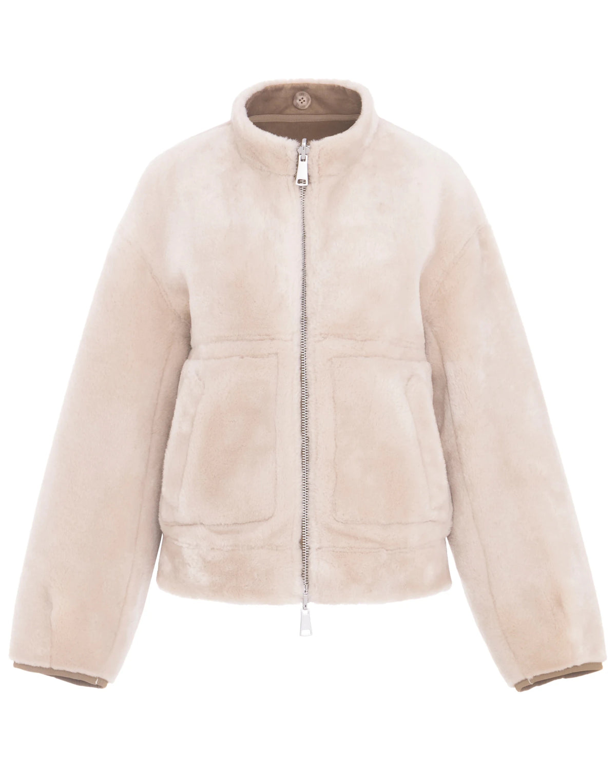 Young Ideas & Henmores -Reversible Short Bomber Jacket with Scarf -Chalk/Sand -XS