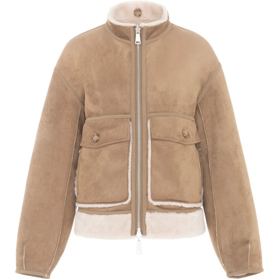 Young Ideas & Henmores -Reversible Short Bomber Jacket with Scarf -Chalk/Sand -XS