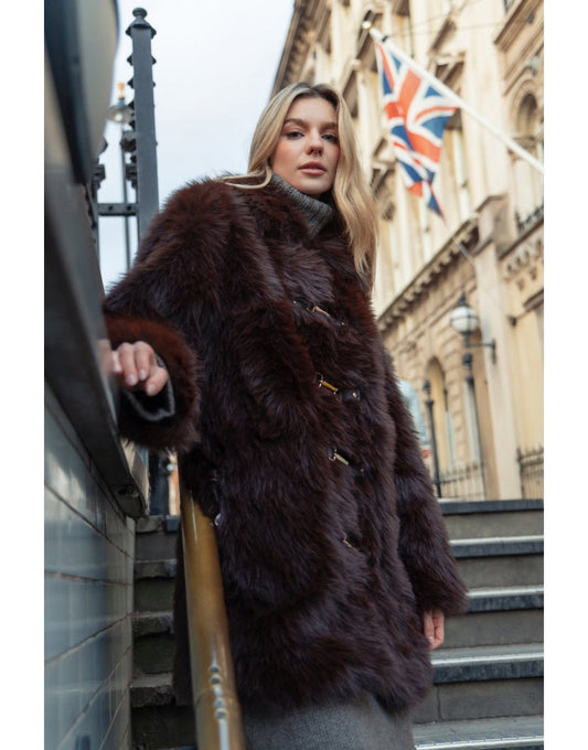 Young Ideas/Henmores - Shaggy Reversible Coat - Chocolate - XS