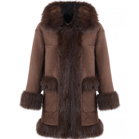 Young Ideas/Henmores - Shaggy Reversible Coat - Chocolate - XS