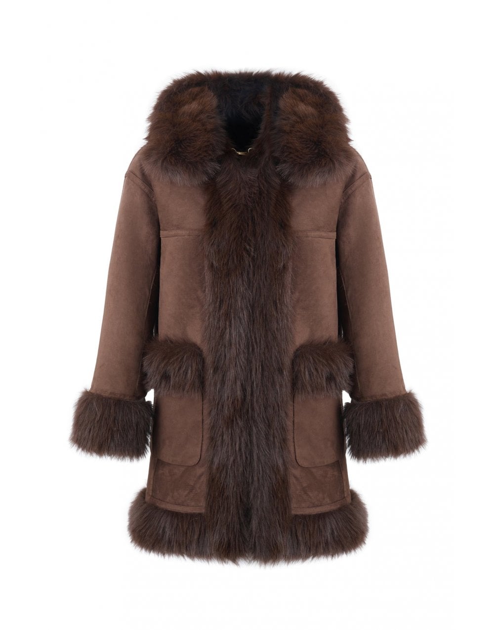 Young Ideas/Henmores - Shaggy Reversible Coat - Chocolate - XS