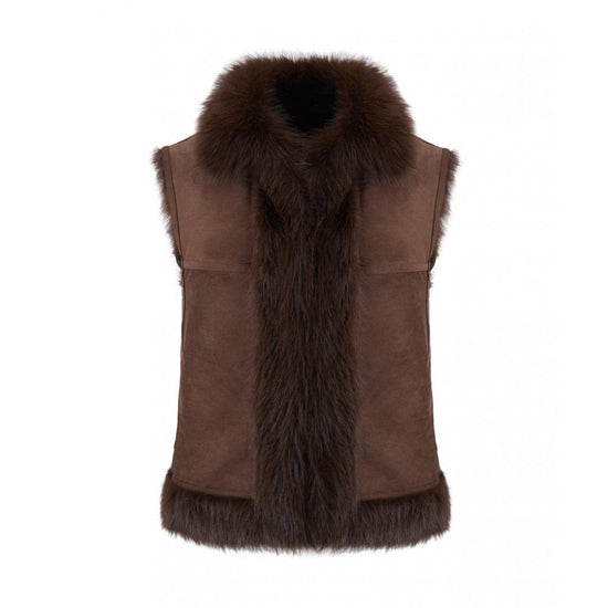 Young Ideas/Henmores - Shaggy Reversible Gilet - Chocolate - XS