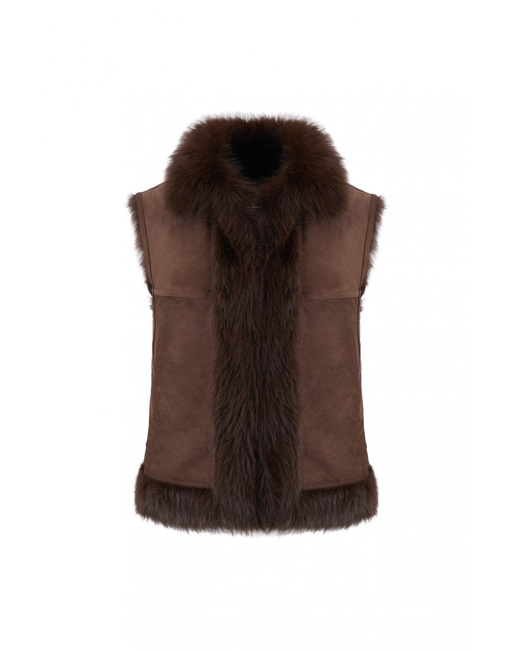Young Ideas/Henmores - Shaggy Reversible Gilet - Chocolate - XS