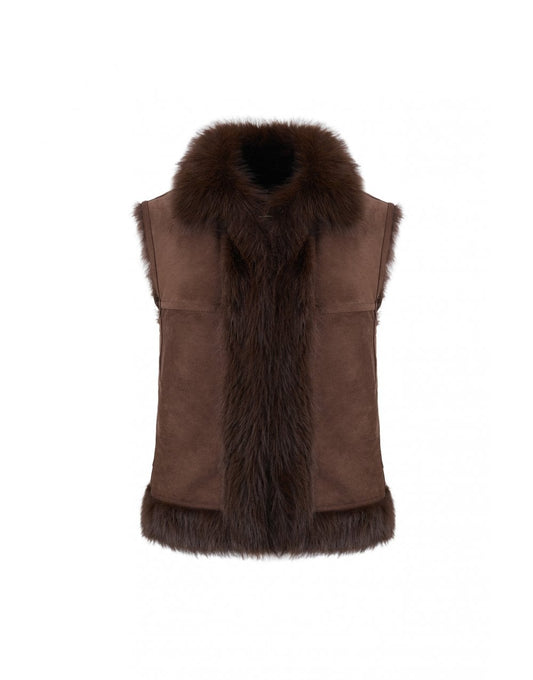 Young Ideas/Henmores - Shaggy Reversible Gilet - Chocolate - XS
