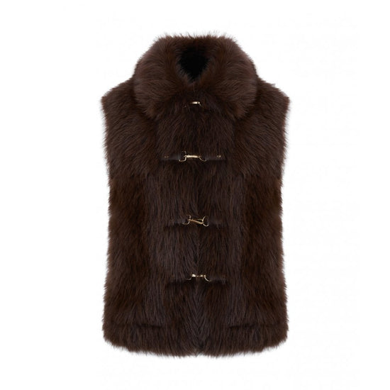 Young Ideas/Henmores - Shaggy Reversible Gilet - Chocolate - XS