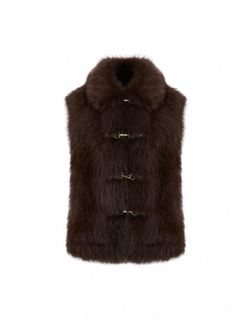 Young Ideas/Henmores - Shaggy Reversible Gilet - Chocolate - XS