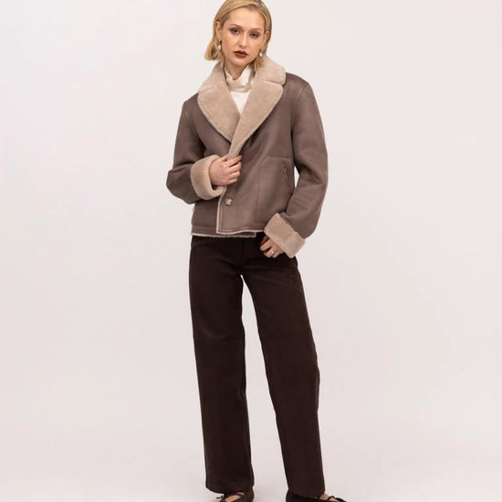 Young Ideas & Henmores -Short Reversible Jacket -Taupe/Cream -XS