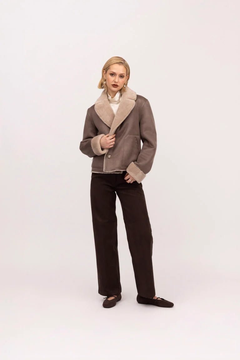 Young Ideas & Henmores -Short Reversible Jacket -Taupe/Cream -XS