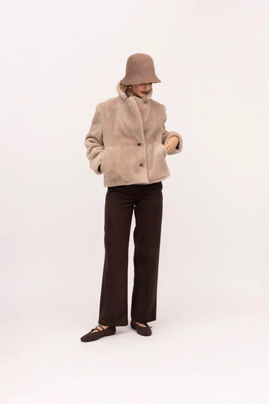 Young Ideas & Henmores -Short Reversible Jacket -Taupe/Cream -XS