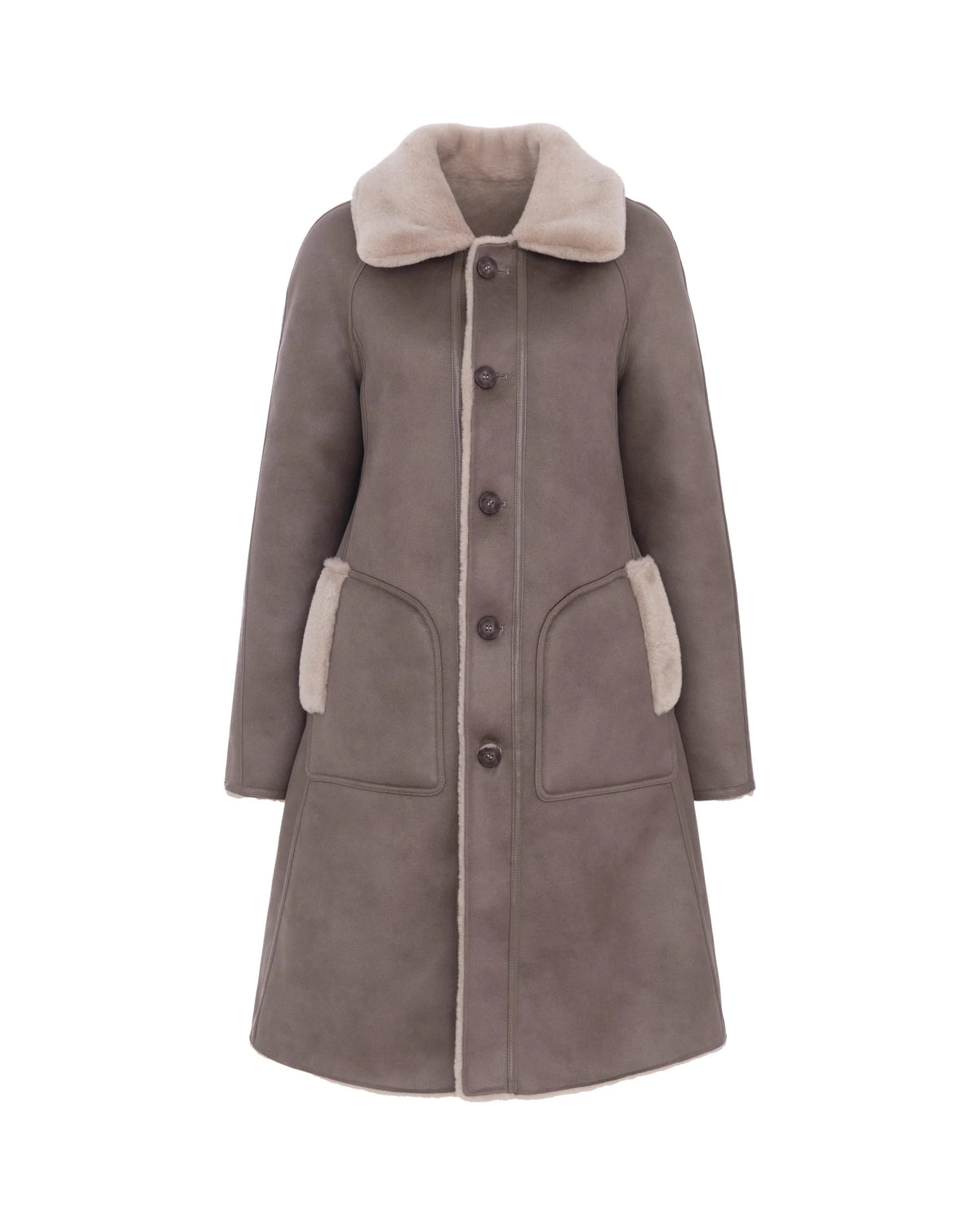 Young Ideas & Henmores -Swing Coat -Taupe/Cream -XS