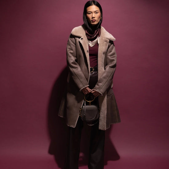 Young Ideas & Henmores -Swing Coat -Taupe/Cream -XS