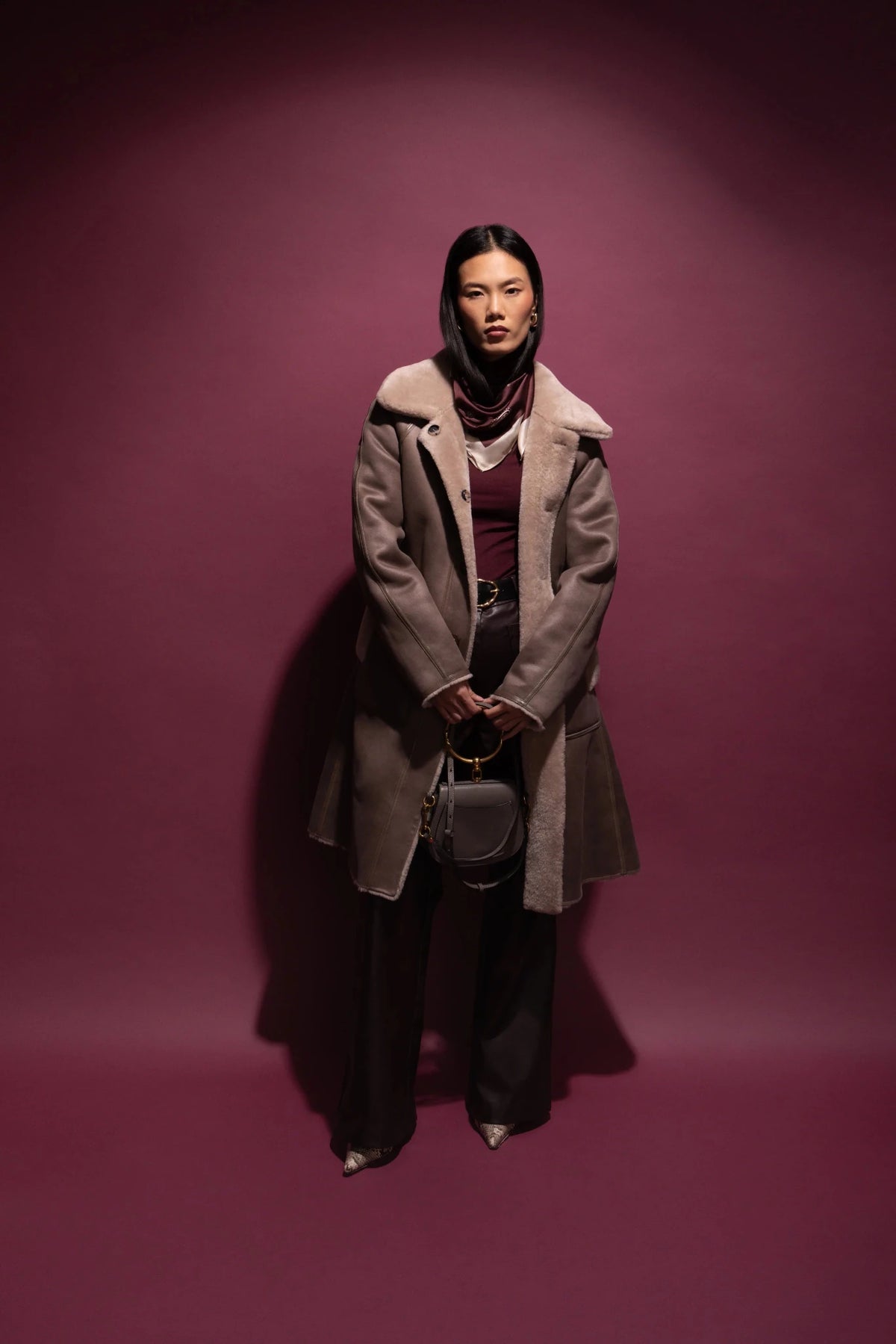 Young Ideas & Henmores -Swing Coat -Taupe/Cream -XS
