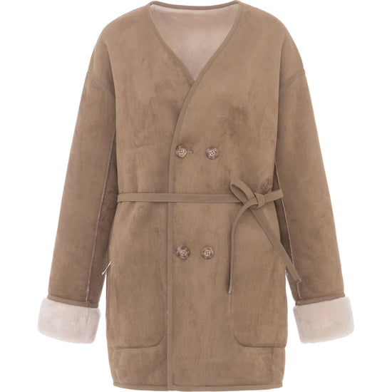 Young Ideas & Henmores -V Neck 3/4 Coat -Chalk/Sand -XS