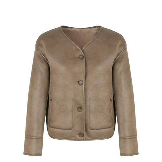 Young Ideas/Henmores - V Neck Reversible Short Jacket - Rice - XS