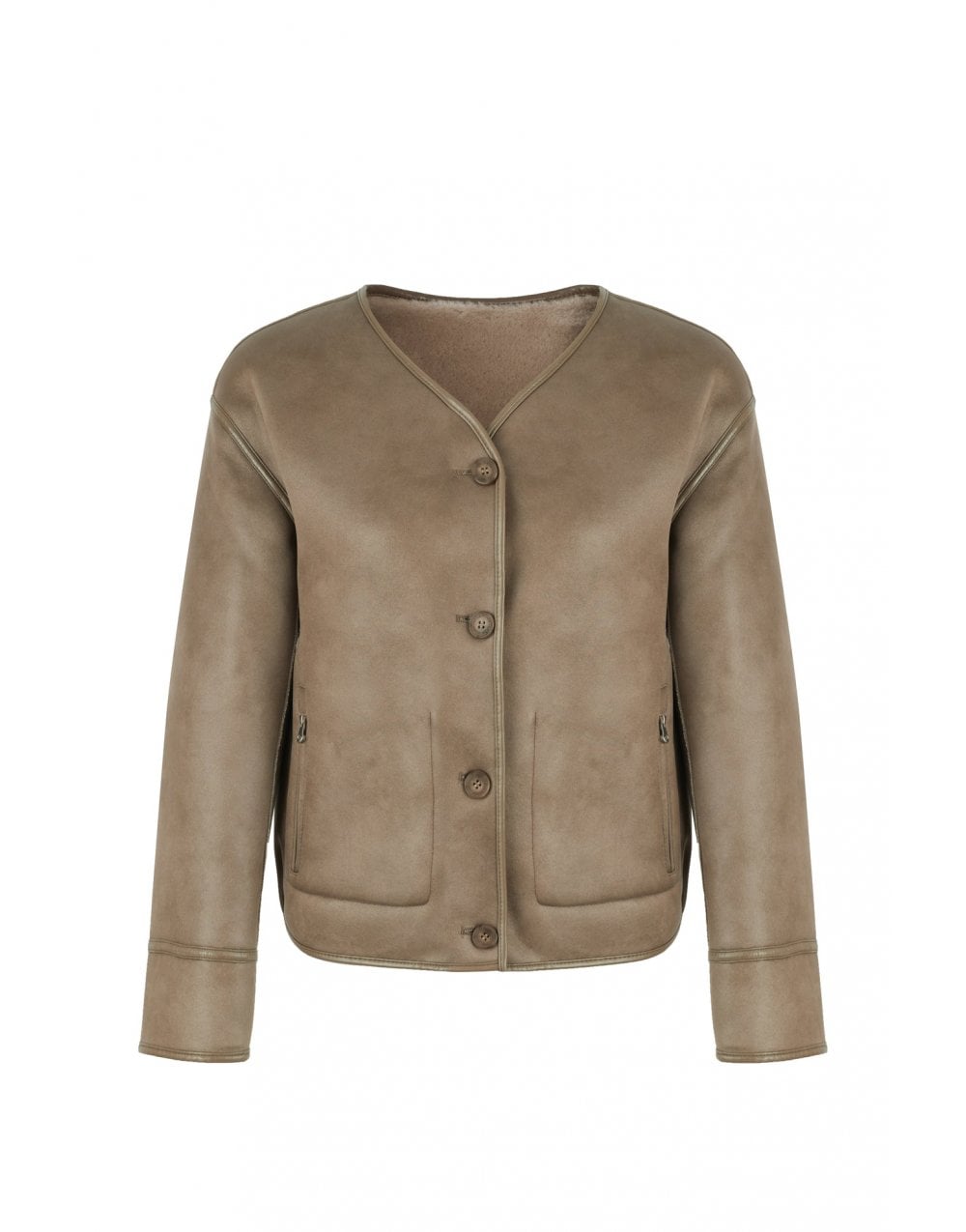 Young Ideas/Henmores - V Neck Reversible Short Jacket - Rice - XS