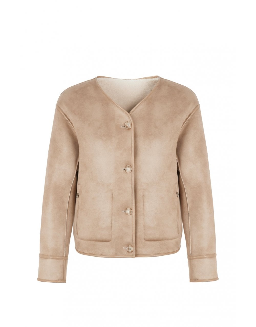 Young Ideas/Henmores - V Neck Reversible Short Jacket - Rice - XS