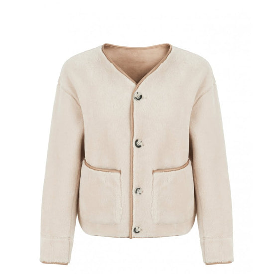 Young Ideas/Henmores - V Neck Reversible Short Jacket - Rice - XS