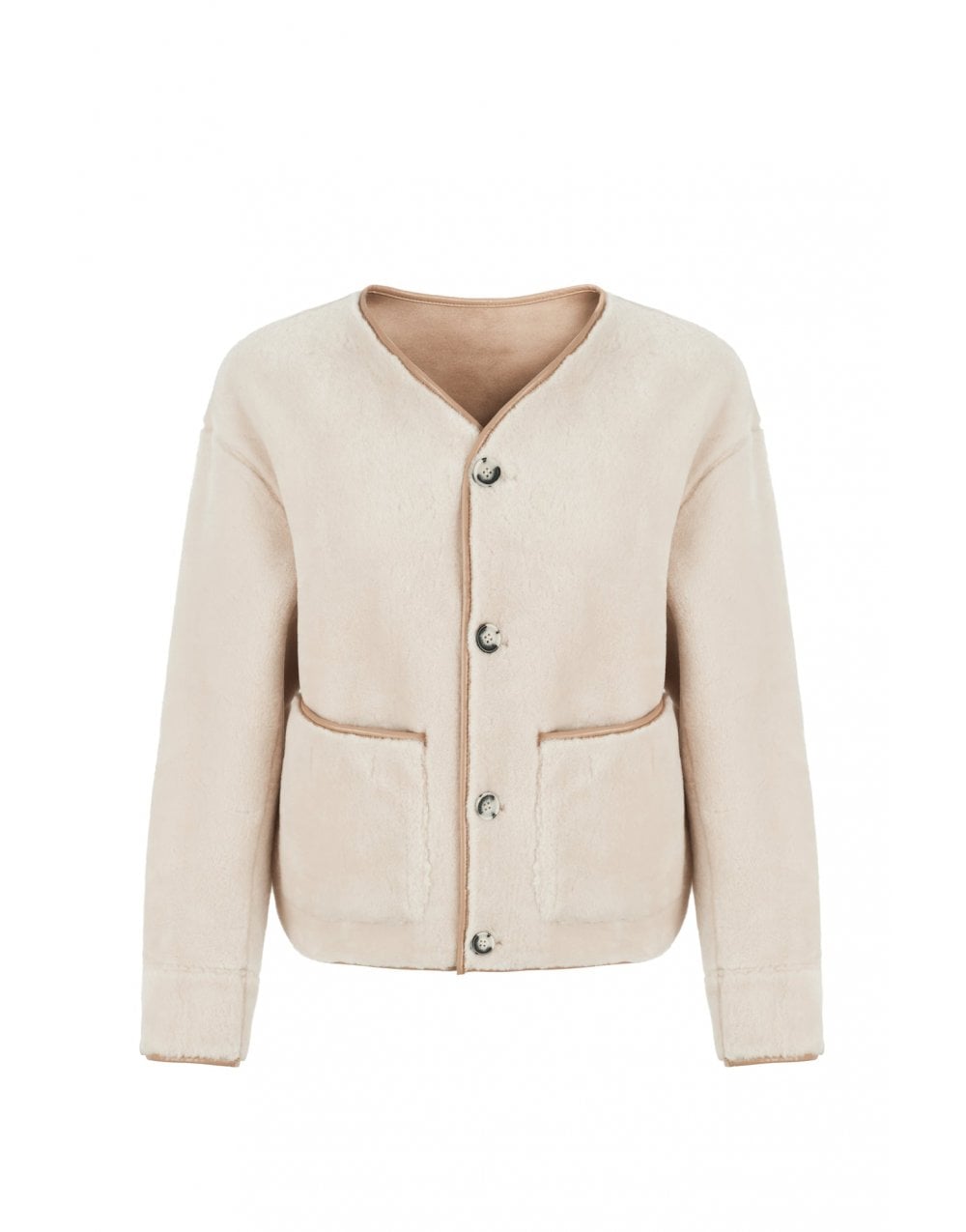 Young Ideas/Henmores - V Neck Reversible Short Jacket - Rice - XS