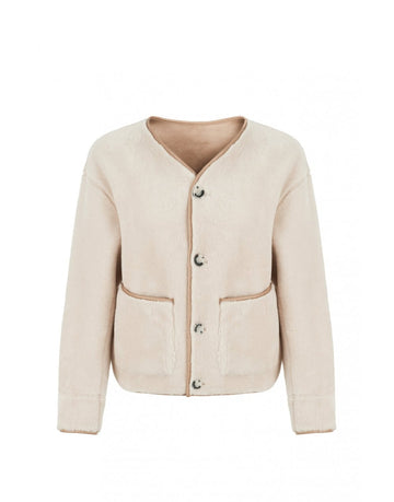 Young Ideas/Henmores - V Neck Reversible Short Jacket - Rice - XS