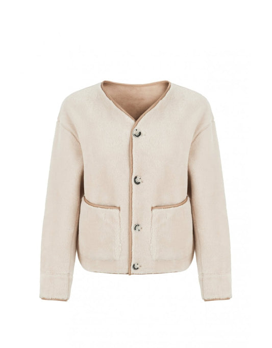 Young Ideas/Henmores - V Neck Reversible Short Jacket - Rice - XS