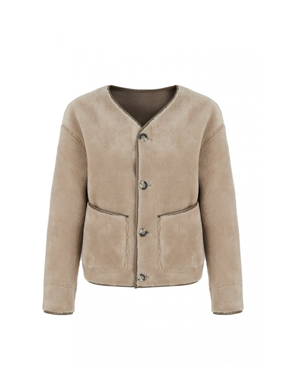 Young Ideas/Henmores - V Neck Reversible Short Jacket - Rice - XS