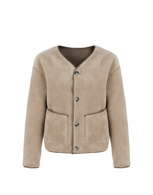 Young Ideas/Henmores - V Neck Reversible Short Jacket - Rice - XS