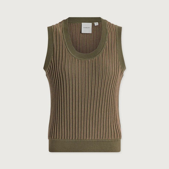 Young Ideas & Henmores - Aldcroft Stitch Knitted Tank Top - Olivine - M