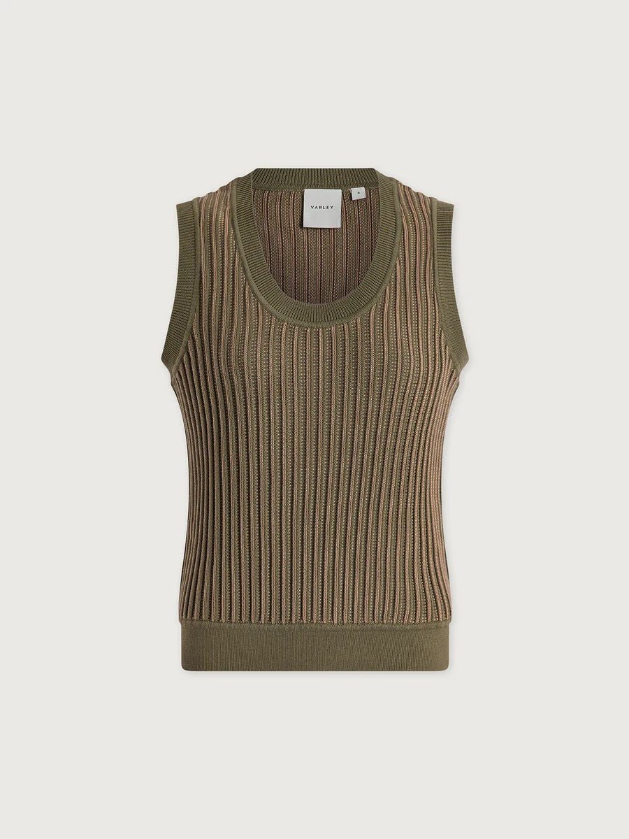 Young Ideas & Henmores - Aldcroft Stitch Knitted Tank Top - Olivine - M